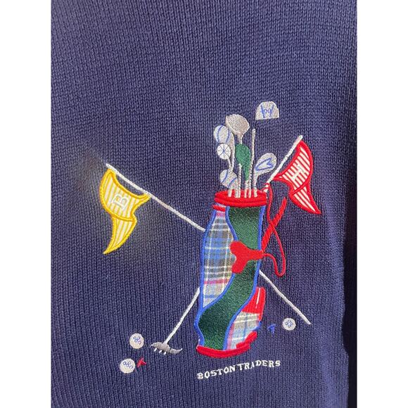VTG Boston Traders Knit Sweater Golf Mens Size XLT Blue 100% Cotton Jumper - Picture 3 of 7
